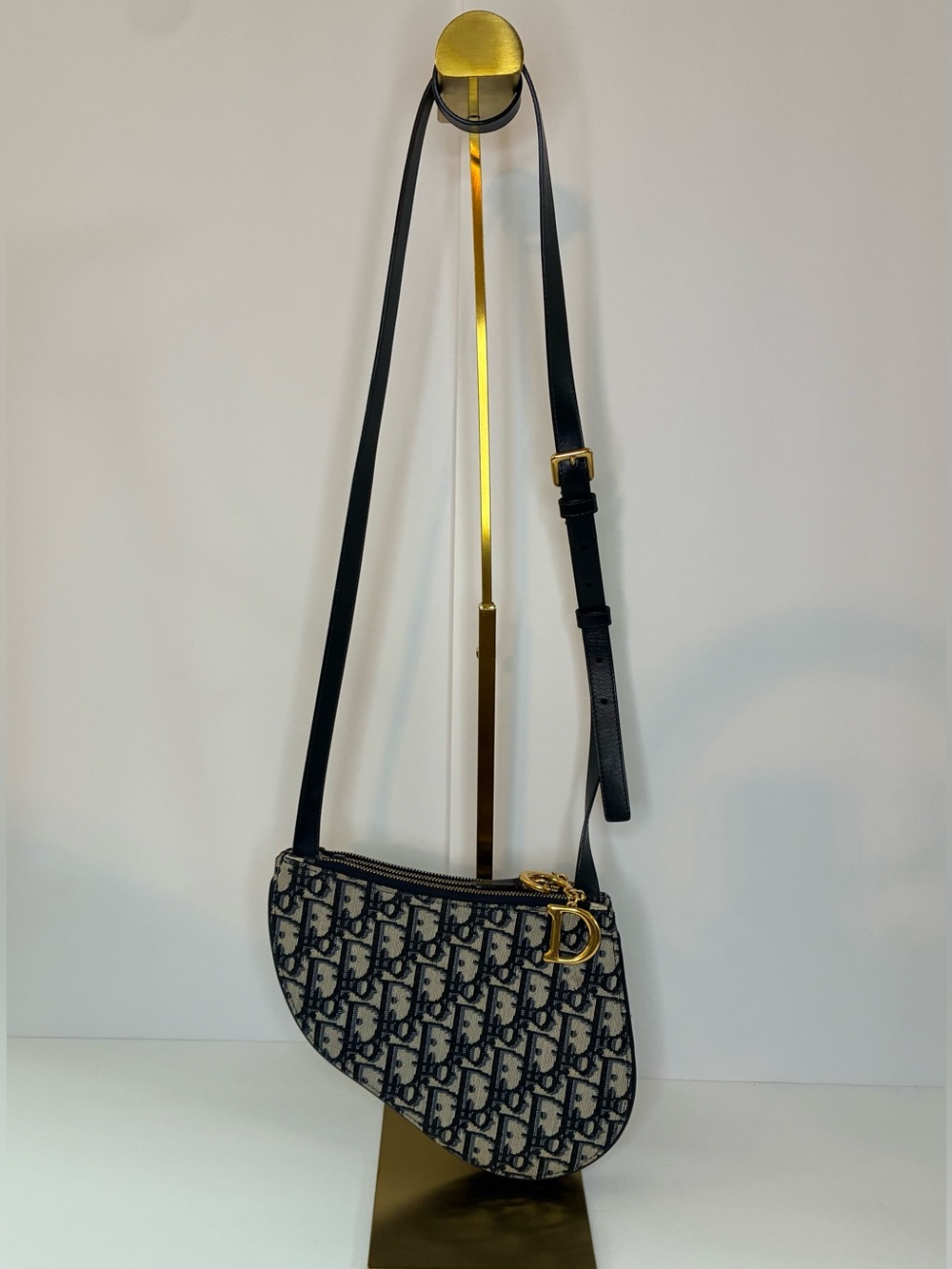 Christian Dior Navy Blue Saddle Triple Zip Oblique Crossbody